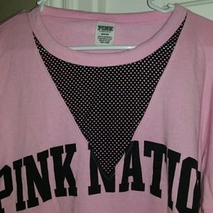Pink mesh long sleeve top